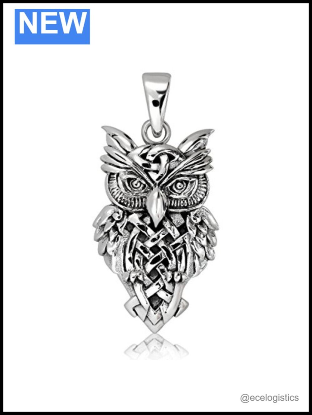 925 Sterling Silver Celtic Trinity Owl Pendant